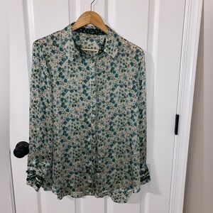 Zara Basic shirt with green flowers size L.